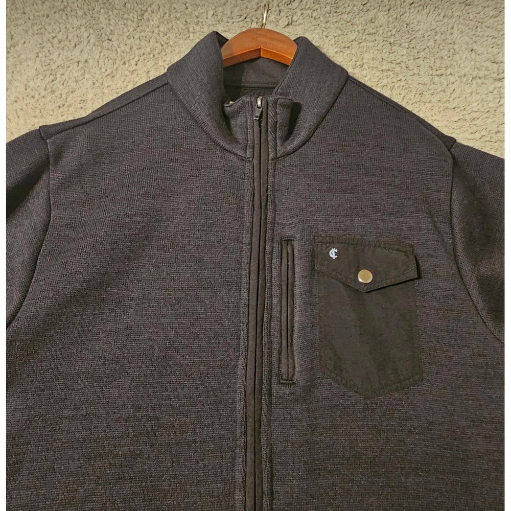 Criquet Mens Size XL Full Zip Sweater Jacket Bavy Blue Mock Neck Fleece Lined